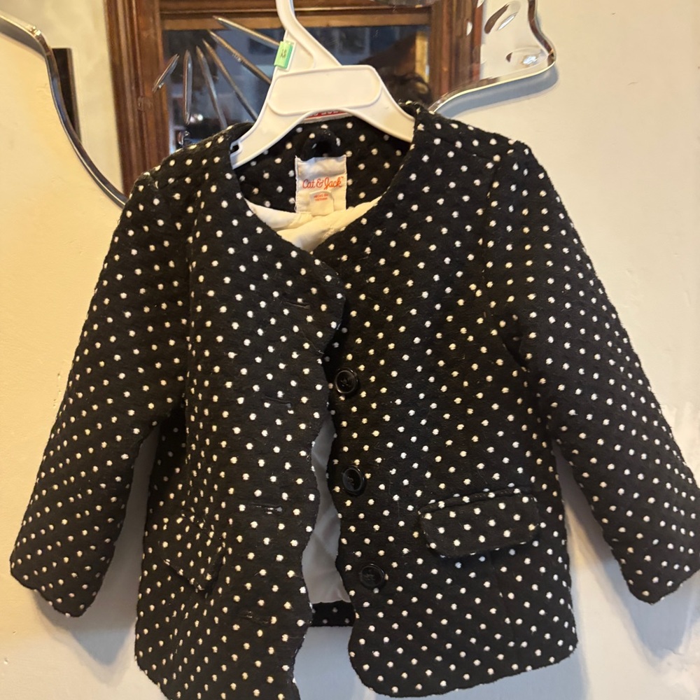 Cat&jack quilted wool like jacket polka dots